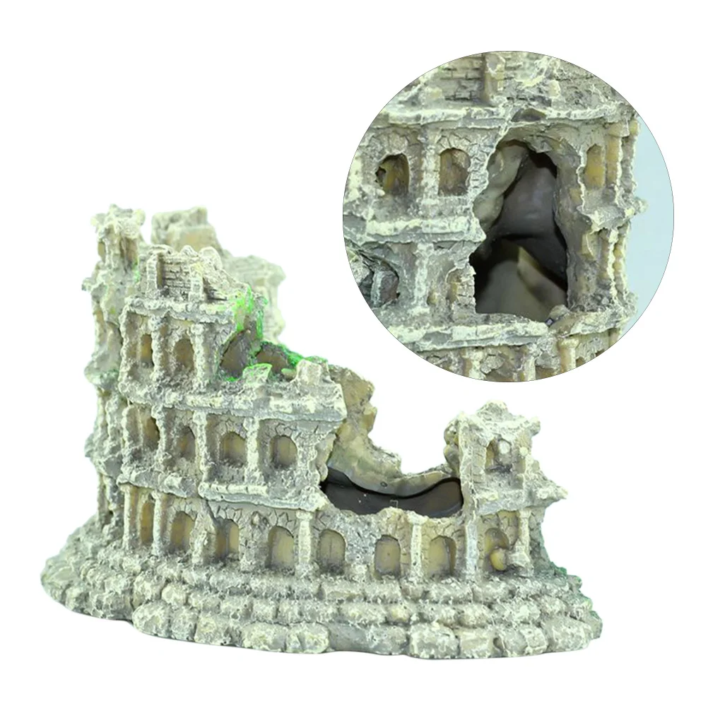 

Simulation Roman Colosseum Aquarium Resin Ornament Decorative Fish Tank Decoration Safe Durable Aquarium Scene