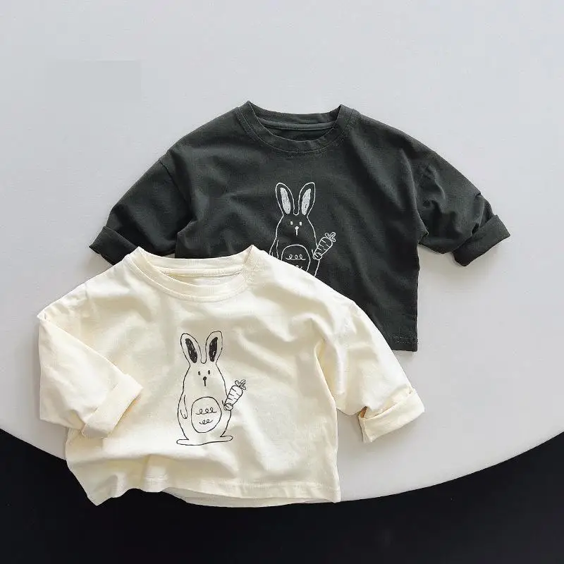 

2025 Autumn New Children Long Sleeve T Shirts Boys Cotton Casual Tops Kids Girls Versatile Bottoming Shirts Baby Clothes