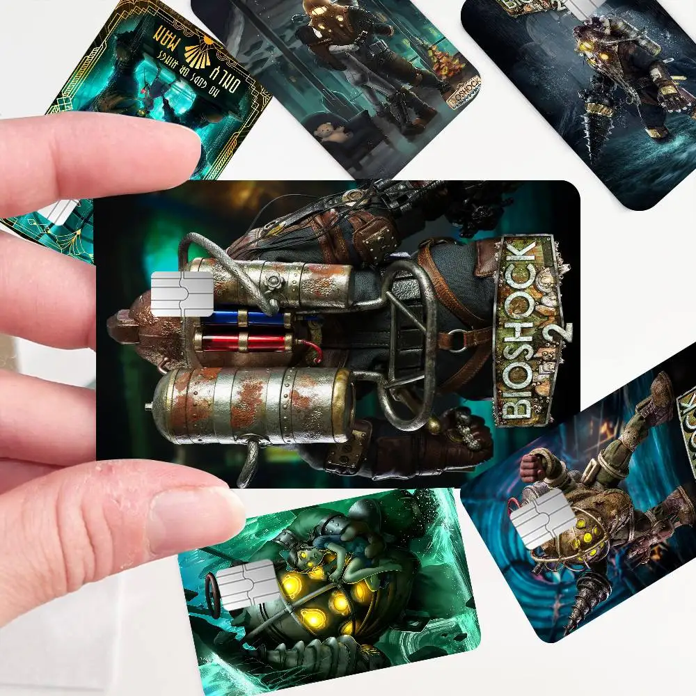 Retro B-Bioshock R-Rapture Game Anime Front Cover Film Sticker Skin for Credit Debit Card Small Large Chip