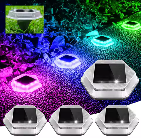 1pc Solar RGB Step Lights for Outside LED Solar Deck Lights Stair Light IP65 Waterproof Solar Lawn Light Underground Light