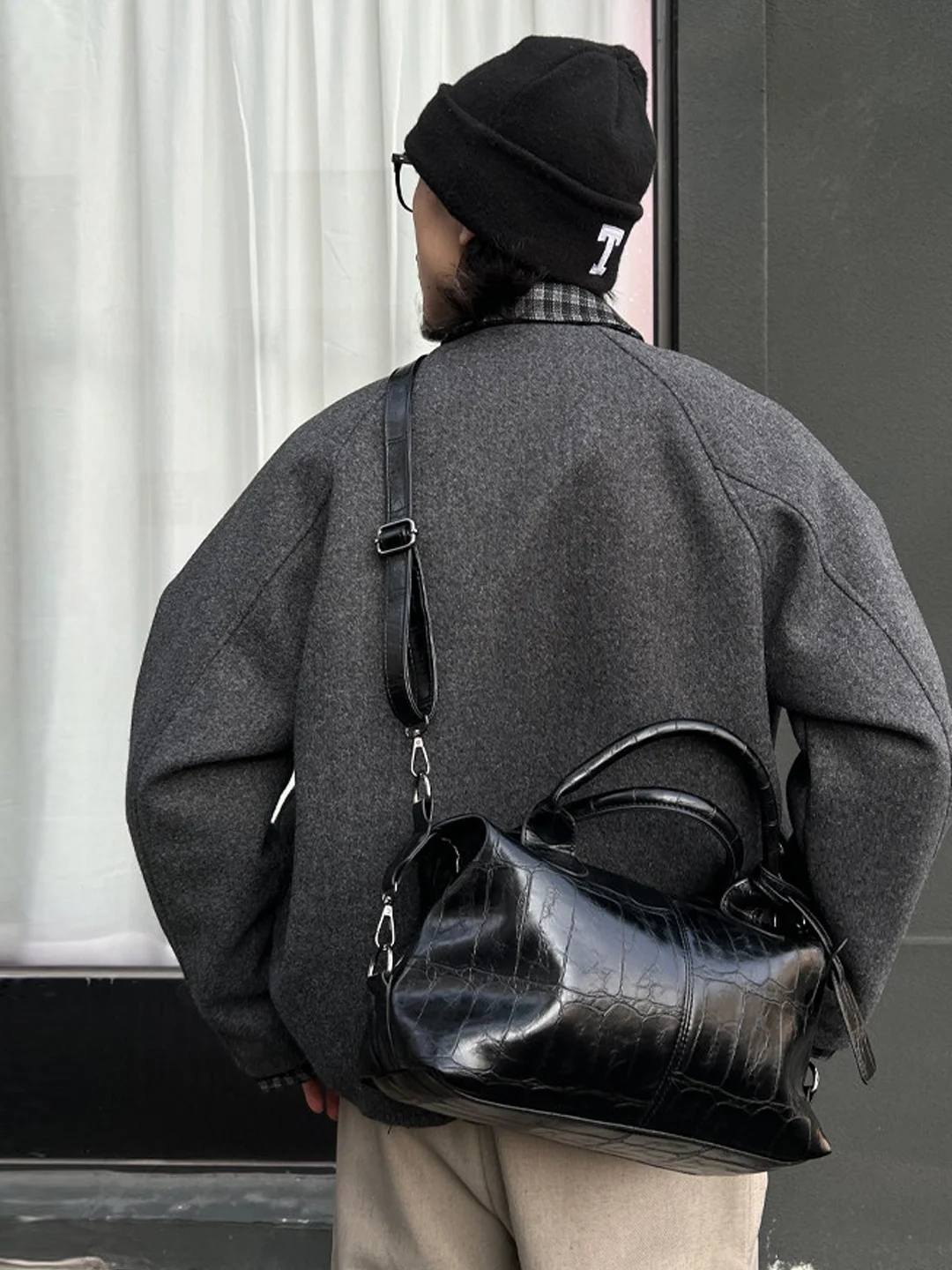 NIN Luxury Unique Single Shoulder Crossbody Boston Retro Pillow Bag Men Women Ins Casual Handbag PU Trendy Youth Satchel