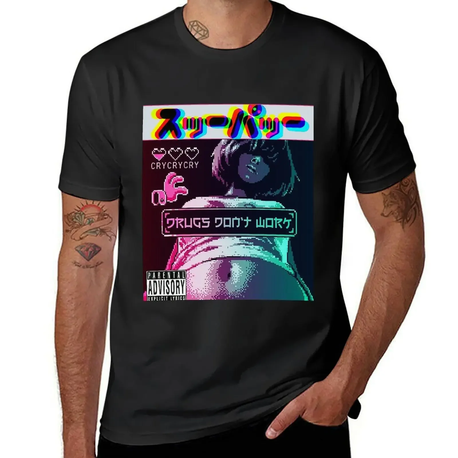 Cool Meisje Vaporwave Urban Stijl T-Shirt Zwaargewichten Schattige Kleding Grappige T-Shirts Mannen