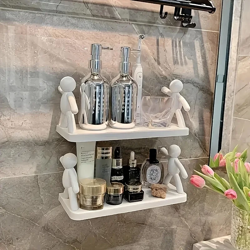 Moderne Wandregale aus Kunststoff mit humanoiden Figuren, mehrstufiges Lagerregal für Badezimmer, Küche oder Badezimmer, Dekorregale