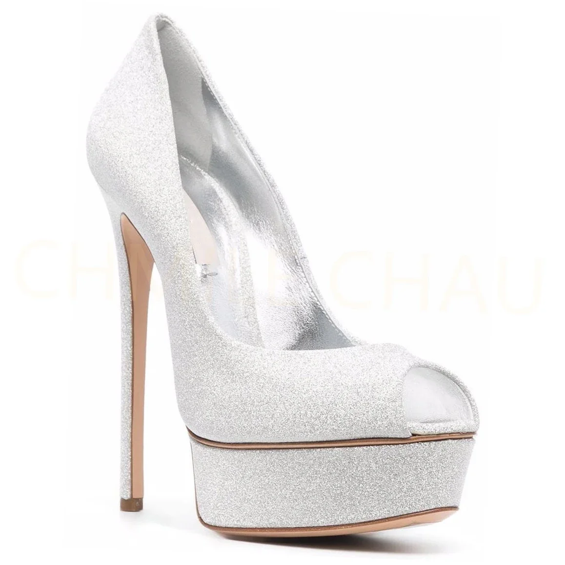 【Measure your feet length before order】Elegant Luxury Designer Women Platform Pumps Stiletto High Heel Peep Toe Shoes 32-CHC-30