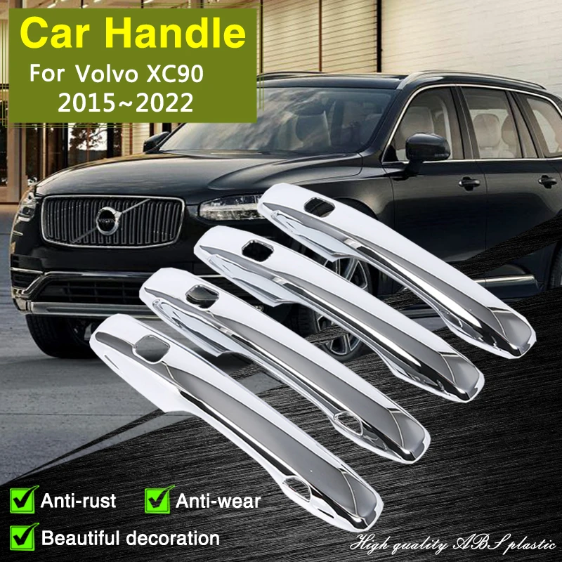 

for Volvo XC90 90 T6 2015~2022 Chrome Outer Door Handle Cover Trim Car Exterior Accessories Protective Stickers 2018 2019 2020