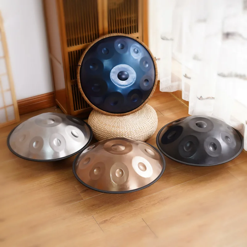 9/10 Tone Handpan กลอง 22 นิ้ว D Minor Blue Steel ลิ้นกลองโยคะสมาธิ Hand Pan เพลงกลอง Percussion Instruments