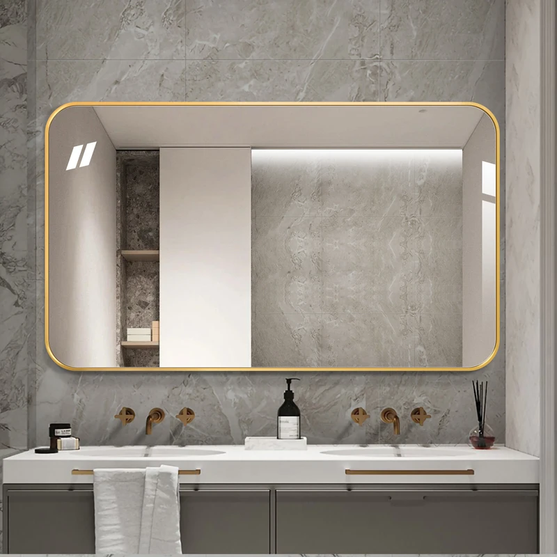 Aluminum alloy rounded corner bathroom wall-mounted vanity mirror toilet wall-mounted vanity