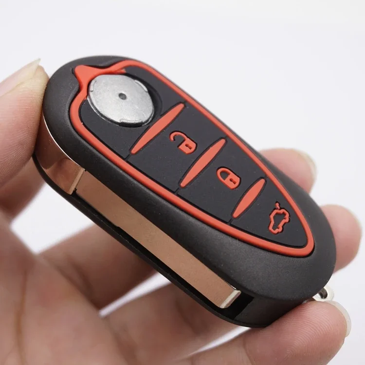 Cocolockey-teclado de goma para coche Alfa Romeo 156/159 /mito/giulietta/gt/4c, 3 botones, carcasa de llave remota plegable, almohadilla de silicona