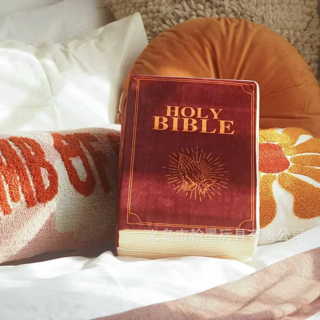 Bible Verse Pillow Faith Plush Pillow Christian Home Accent Bible Pillow Book Plush Throw Cushion Realistic Design Skin-friendly