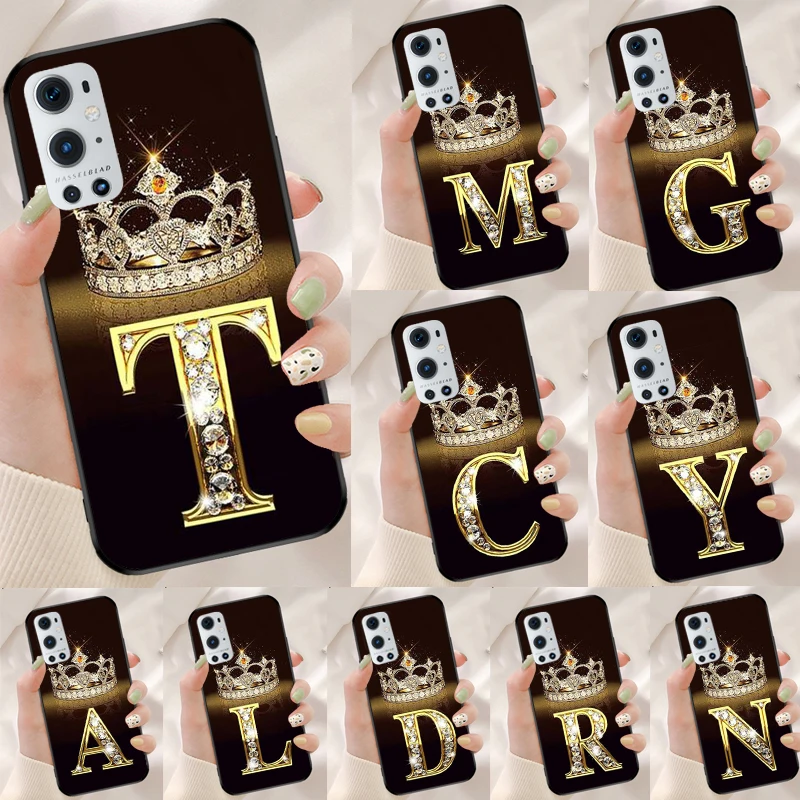 Letter Monogram Gold Marble For Realme 10 11 Pro Plus GT Neo 5 2T C55 C35 C33 C31 C30 C21Y OnePlus Nord 3 CE 2 Lite Case