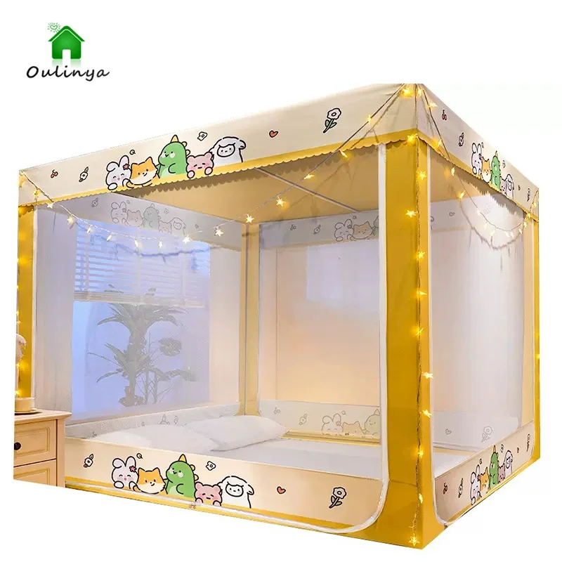 

Household Mosquito Net Mongolian Bag Bed Tent Support Anti Fall Children's Bed Curtain Shading and Mosquito Cover