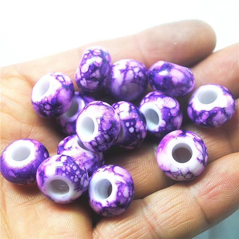 150PCS New Hot Plastic Beads Big Hole Size 9X15MM FOR WOMEN FASHION BRACELETS MAKING ACCESSORIES