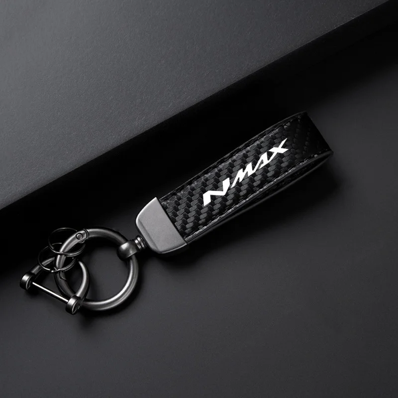 For Yamaha Nmax125 Nmax155 Nmax 125 155 N MAX Motorcycle Keyring Carbon Fiber Textured Keychain Metal Carbon Fiber Leather Logo