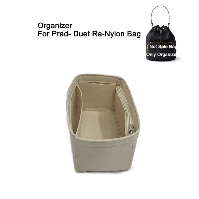 Organizer Insert Purse For Duet Re-Nylon Bucket Bag 17.5x12x22.5cm , Felt Inner Storage Bag , Keep Shape Lining Bag Support