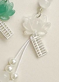 Lotus Flower Pendant Keychain Phone Chain Beads Decoration Chinese Style Accessories Gifts Camera Chain Bag Pendant