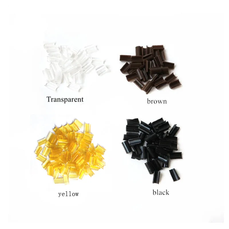 100PCS Keratin glue nail Nail Tip Keratin U-Shape Glue Nail Tip for fusion hair extension clear brown black yellow 4 color