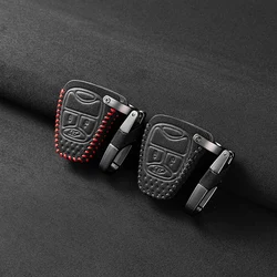 Leather Car Key Case Cover For Chrysler 300 PT Dodge JCUV Caliber Nitro Caliber Pacifica Jeep Wrangler Compass Patriot Liberty