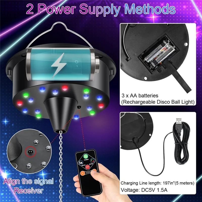 Leading-7.8 Inch Hanging Disco Ball Light Up Led Disco Mirror Ball Rotating Rotating Disco Ball Decorations For Parties Indoor