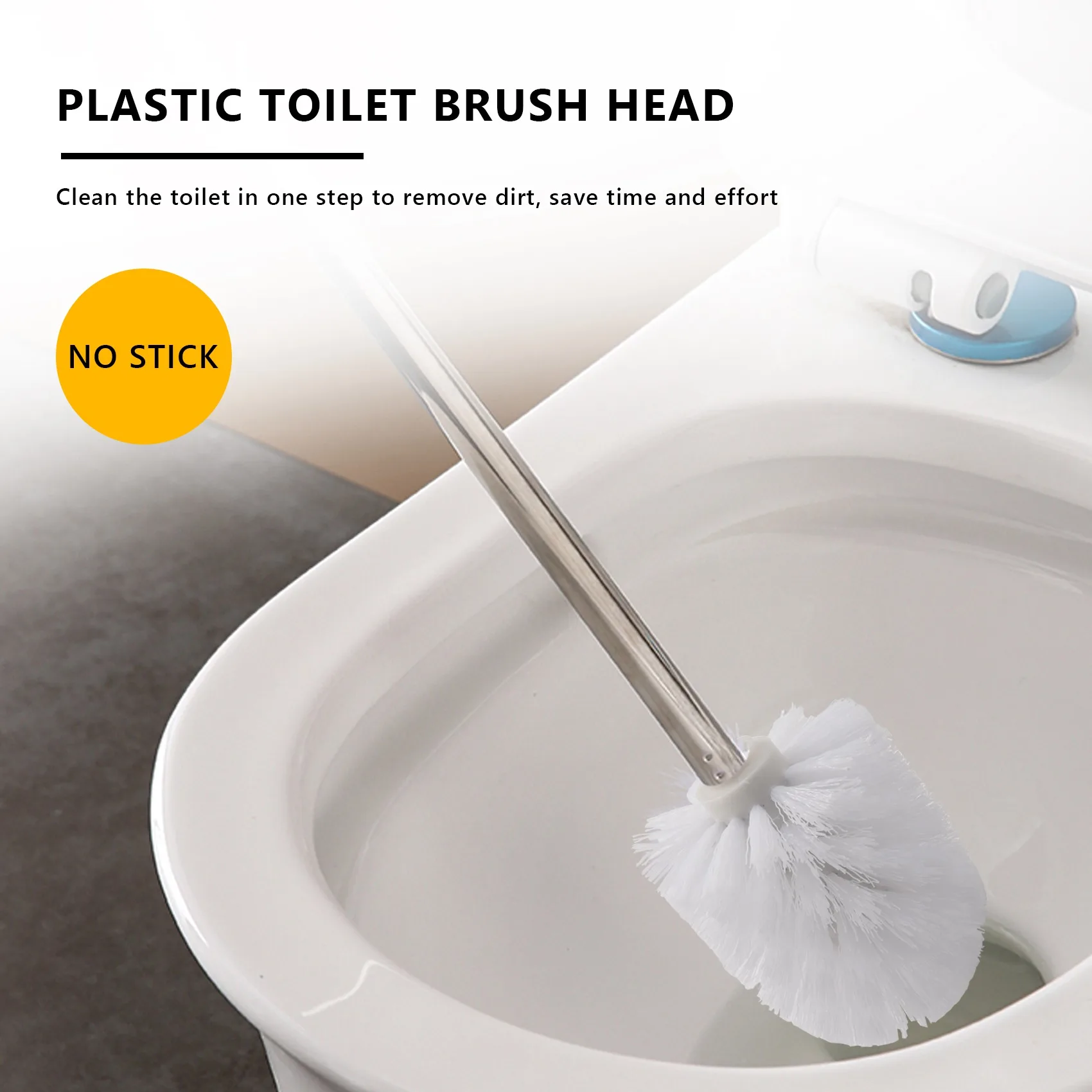 ملحقات الحمام الاحتياطية البديلة من MALL، فرش تنظيف المرحاض البلاستيكية العادية، حاملات الرأس باللون الأبيض (رؤوس بيضاء) #1