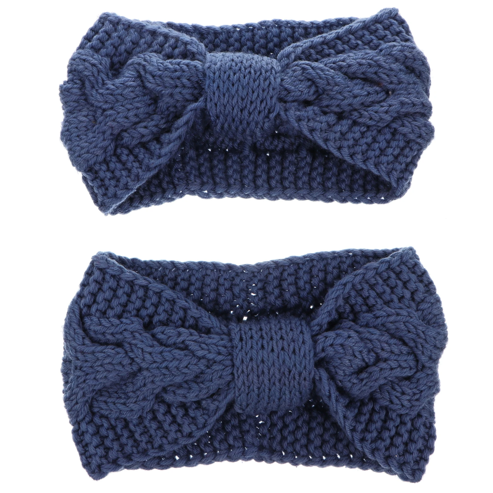 

2pcs Warm Lightweight Elastic Blue Buttons Headband With Button Ideal for Yoga Headband Winter Sports Yoga Skiing Hair Care