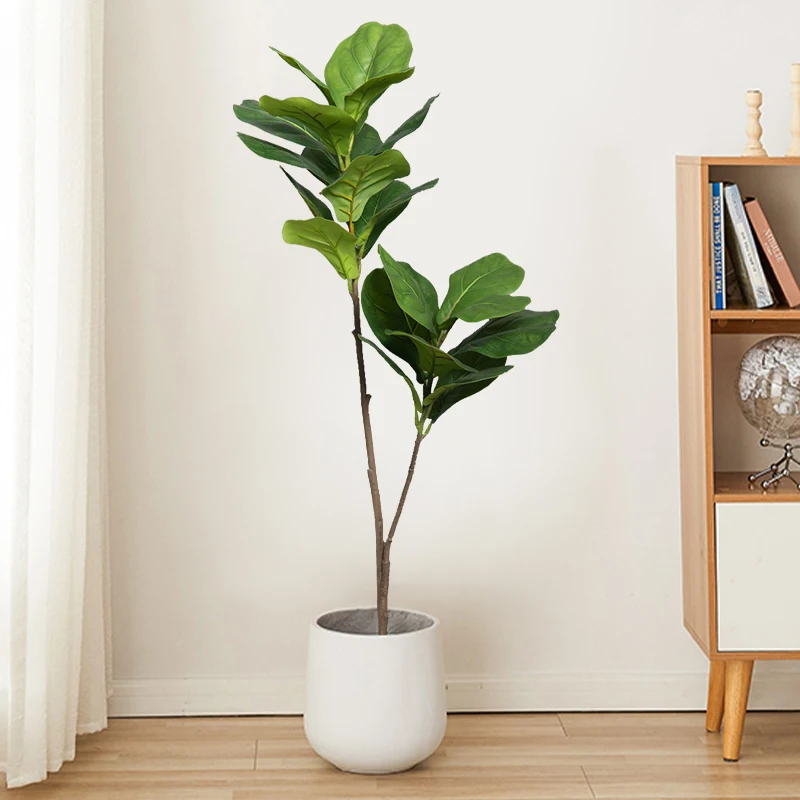 103cm/132cm Large Artificial Ficus Plants Plastic Tropical Fiddle Leafs Fake Fig Tree Branch Floor for Garden Office Home Decor