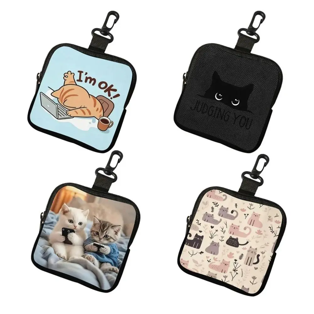 New Mini Cat Pattern Coin Purse PVC Water-resistant Wallet for Women Durable Lightweight Zipper Storage Bag Friends Gift