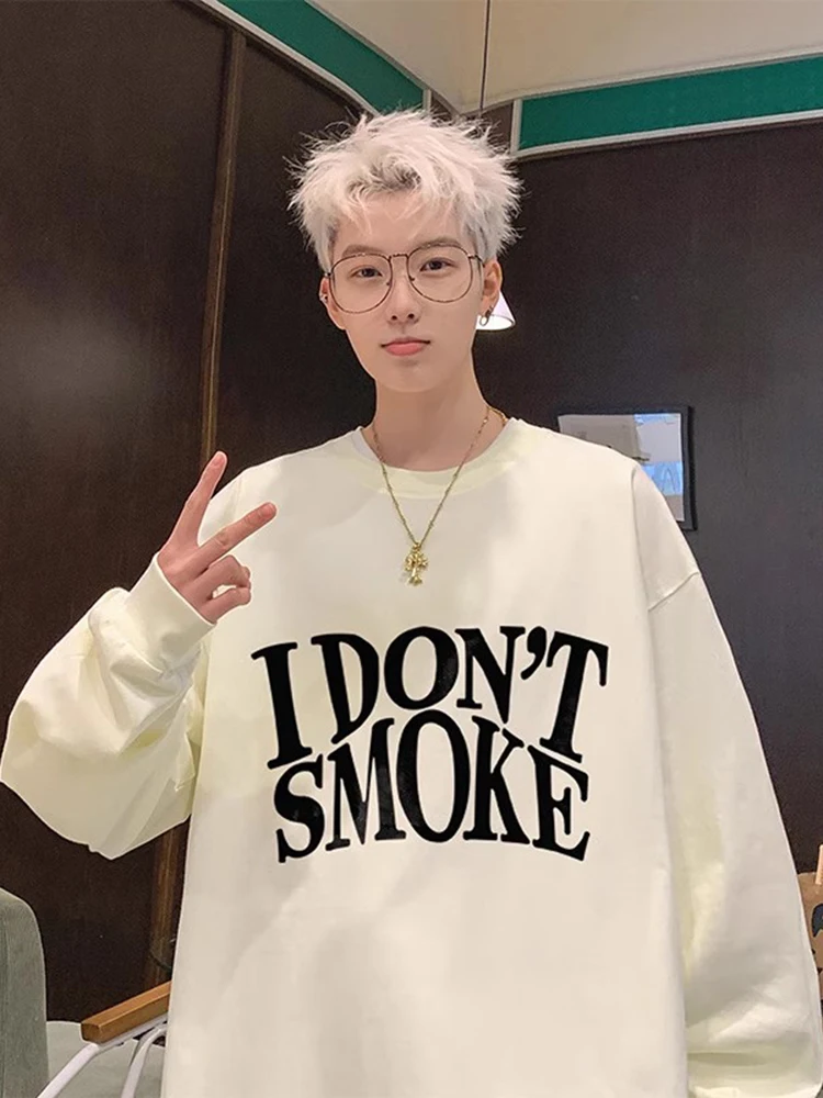 

Trendy Letter Print Long Sve round Ne Sweatirt Casual Faion Spring Autumn Men's T-irt Youthful Sle Basic irt