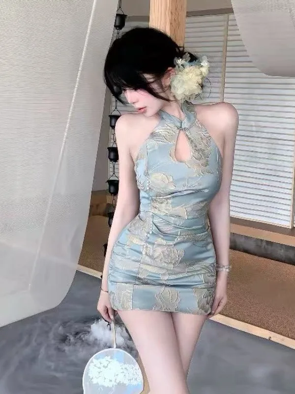 

Sexy Slim Fit Qipao Dress Exotic Chinese Style Hollow out Bodycon Summer Fashion Retro Spicy Girl Style New Chinese National ...