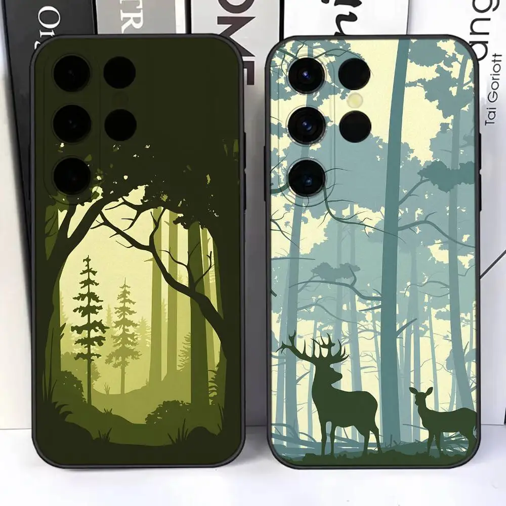 

Forests Green Wild Phone Case For Samsung S25,S24,Ultra,S20,S30,Plus,S22,S23,Ultra,Plus,5G Soft Black