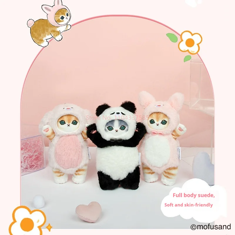 Mofusand-Porte-clés en peluche co-marqué, pendentif en peluche, jouet en peluche authentique, sac à beurre pour chat, 7 po