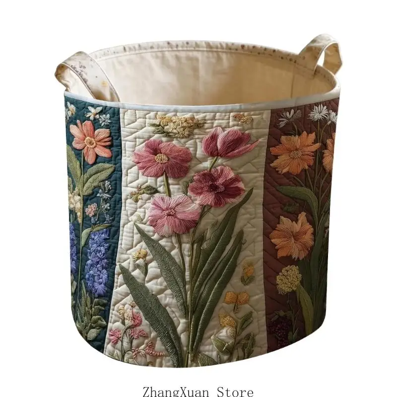 Eleganter Schmutzwäsche-Organizer mit Blumenmuster und stabilen Griffen, waschbar, 3 x – Detail 7