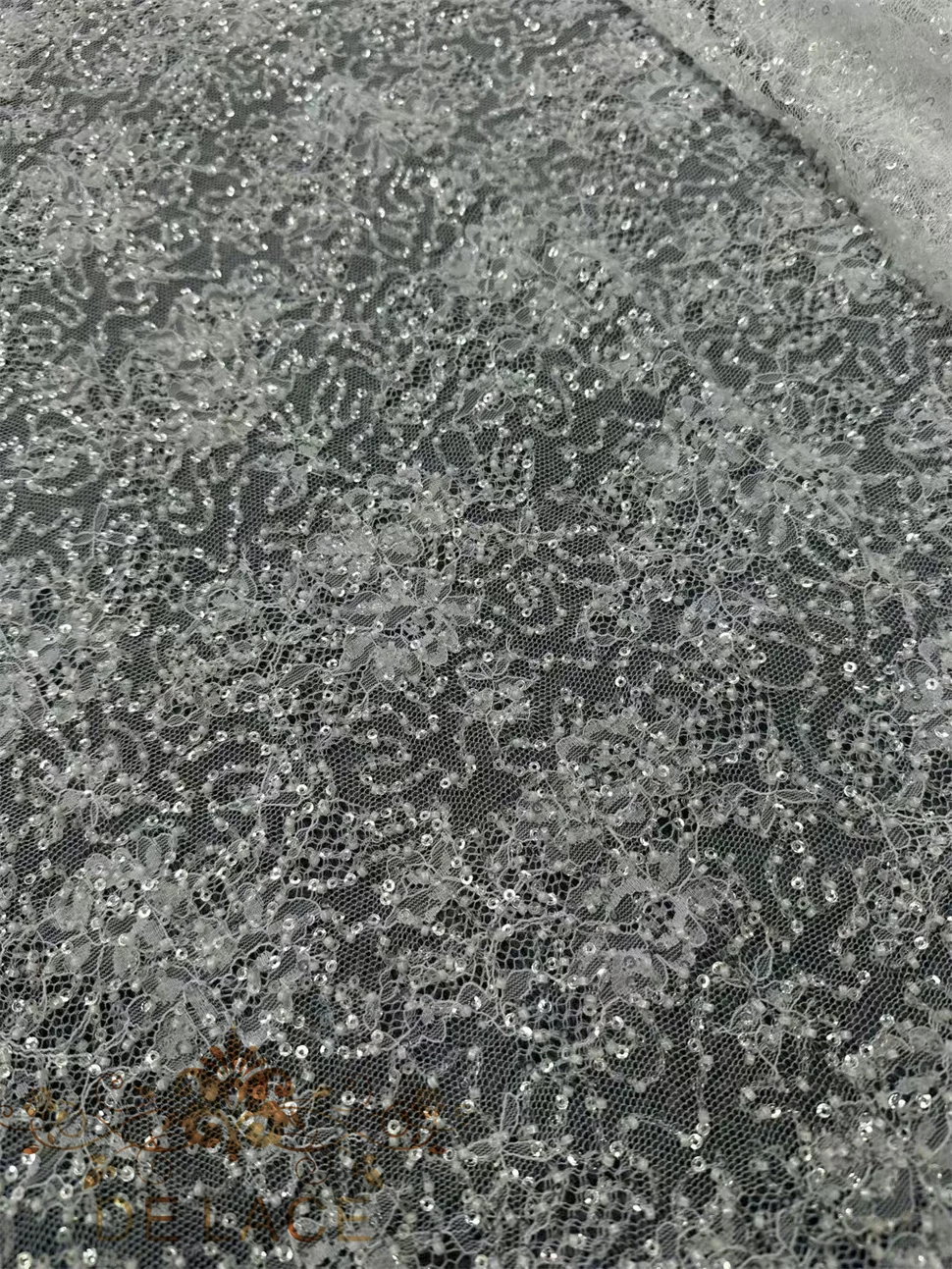 MY Elegant and Fashionable Luxury Wedding Dress Fabric Shining Sequins High Quality Bridal Dress Lace Fabric