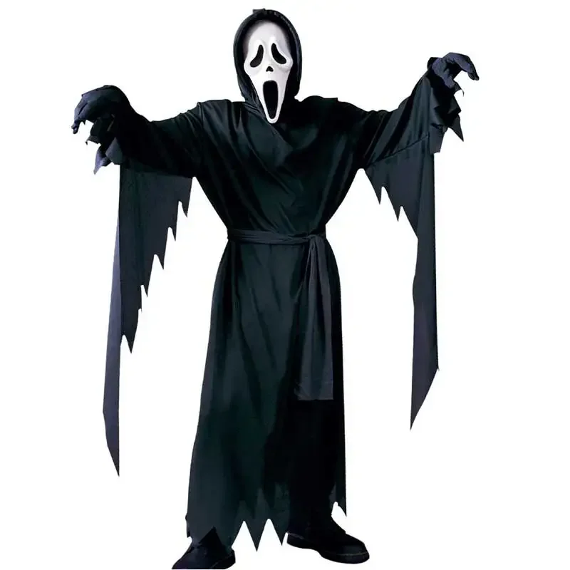 Kids Adult Devil Scream Role Party Halloween Game Costumes Jumpsuit Horrific Death Zombie Cosplay Costume