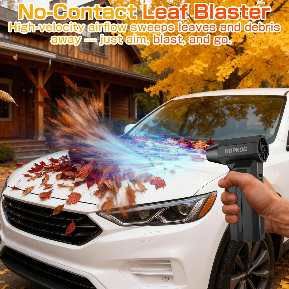 4 تروس قابلة للتعديل 140000 دورة في الدقيقة ​ مروحة توربو جت، منفضة هواء كهربائية محمولة لإزالة الثلوج في السيارة، ضوء LED لاسلكي، نفخ قوي