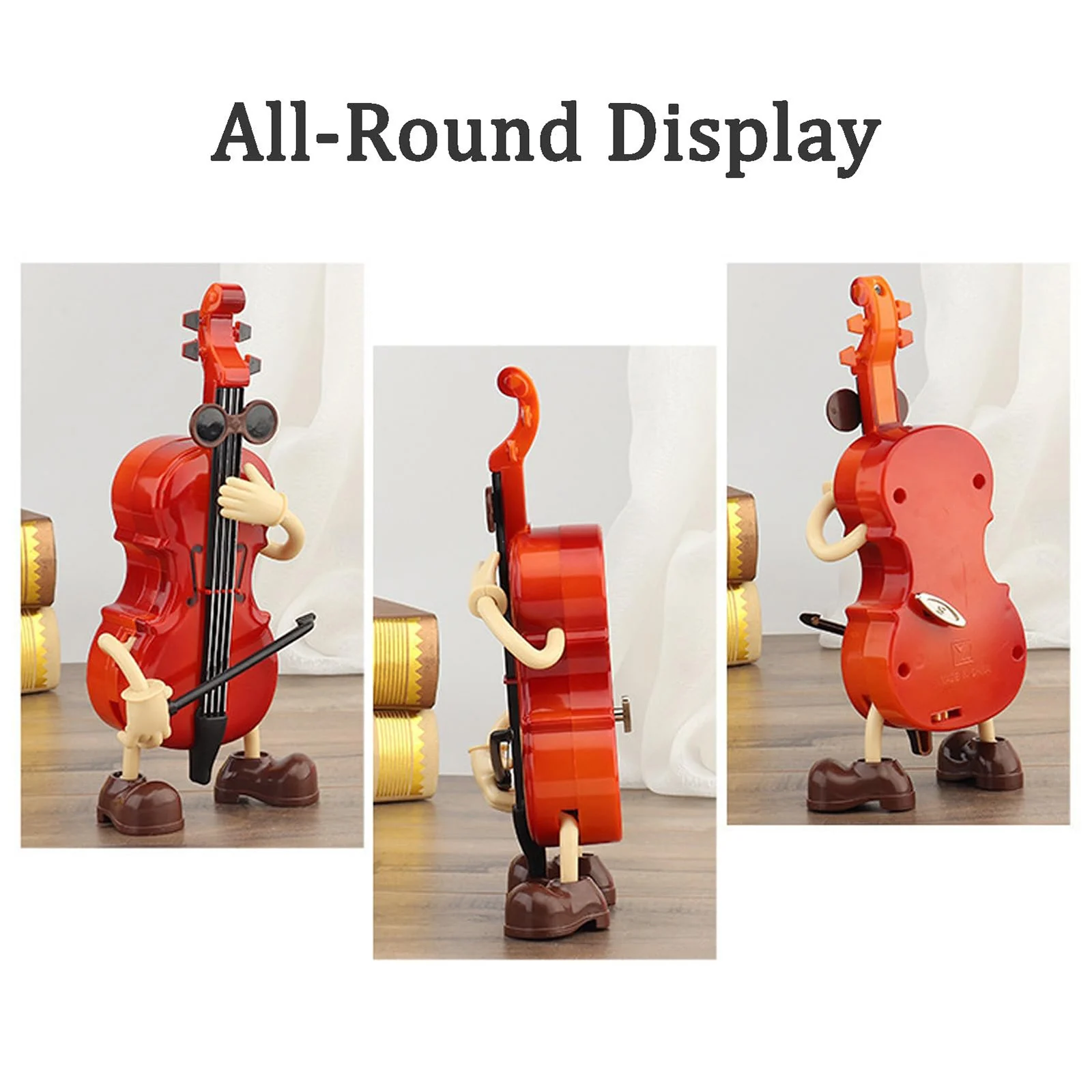 Violin Guitar Music Box Automatic Swing Guitar Violin Music Box Desktop Decorative Ornament Girl Music Box Birthday Gift