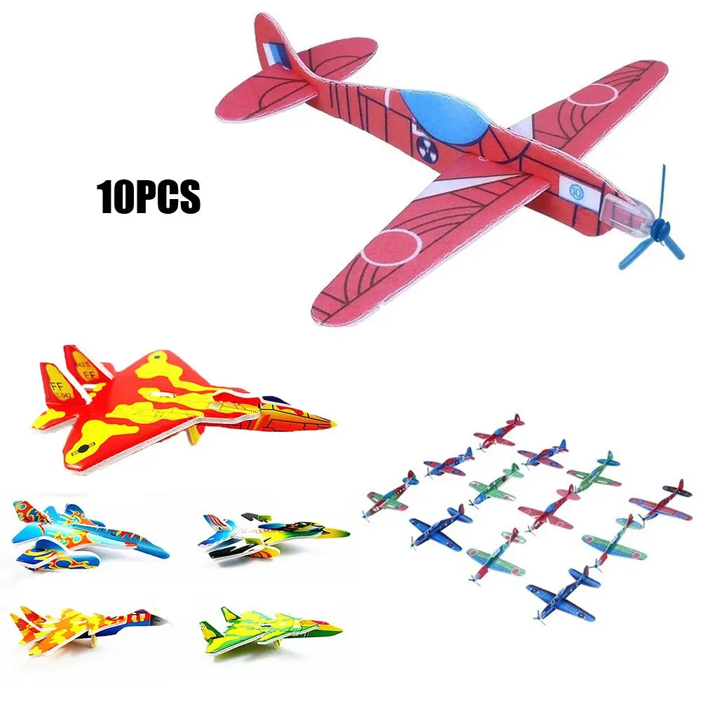 10pcs Color Randomly 3D DIY foam Kids Children Gift Aircraft Fighter Aeroplane toy Airplane Model Flying Gider Planes