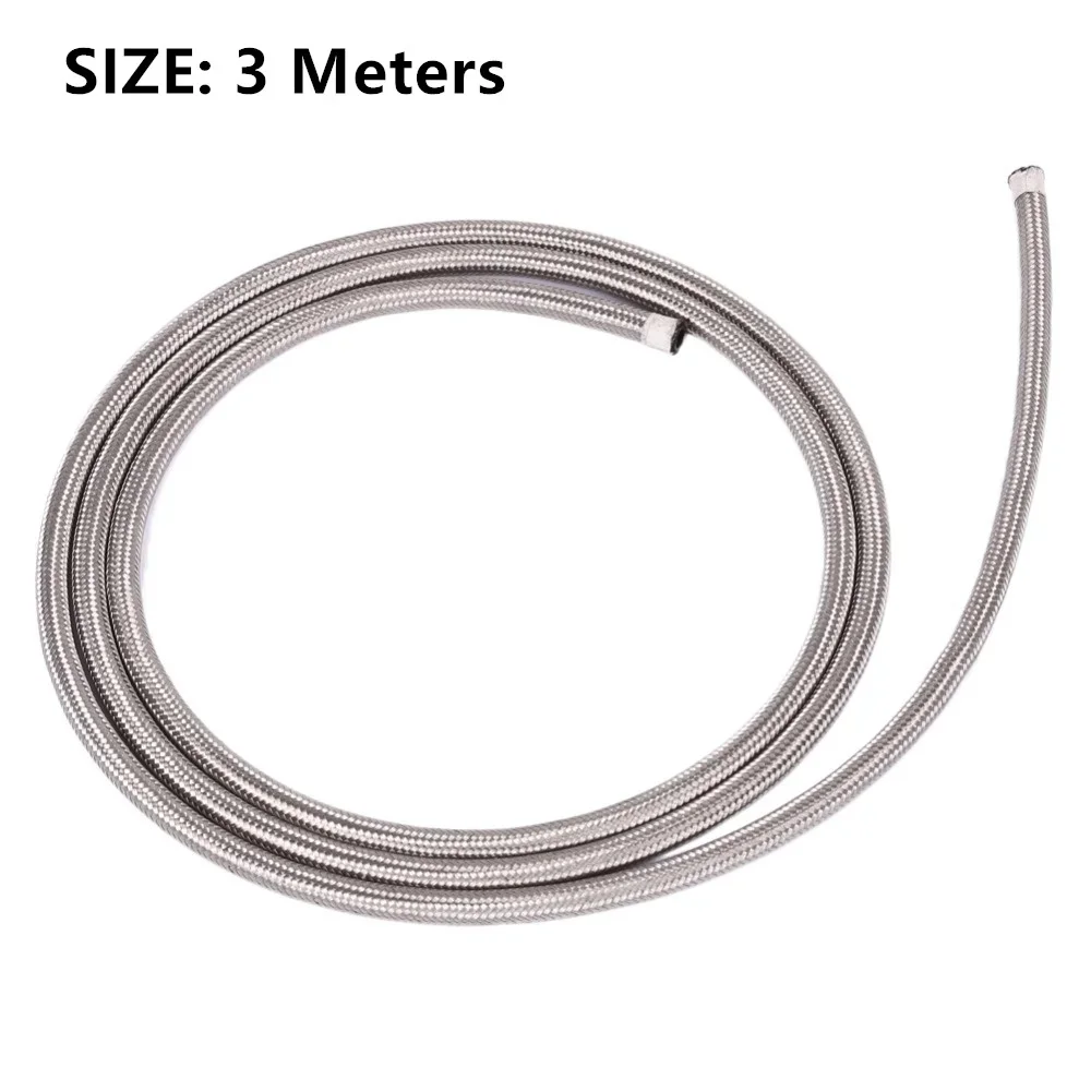 Universal Hi-Pressure 3 Meters AN4-AN12 Stainless Steel Car Fuel Hose End Oil Hose Tube Braided Gas Line Turbo Oil Cooler Pipe