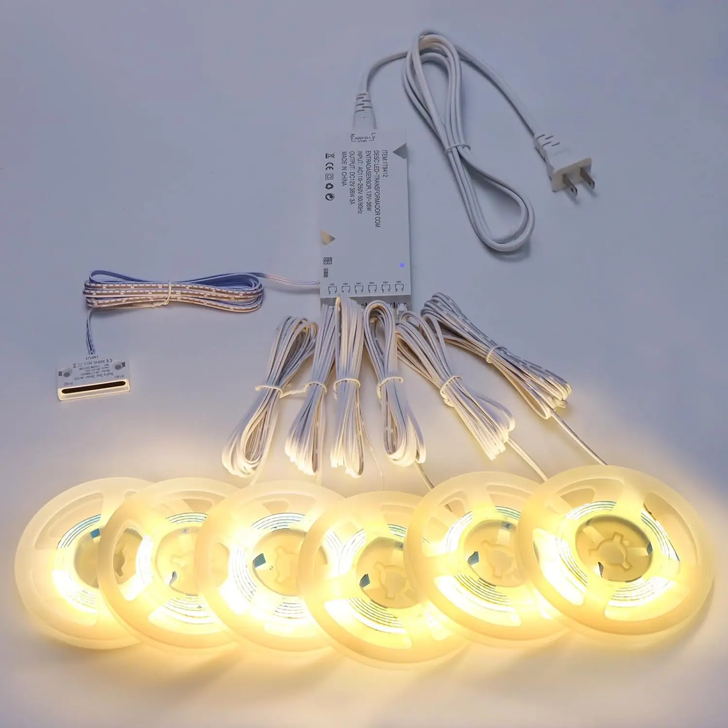 Дисплей под шкафом, светодиодная лента COB, книжный шкаф, шкаф, лампа, лента, проникающаяся деревянная лента с регулируемой яркостью, сенсорный датчик