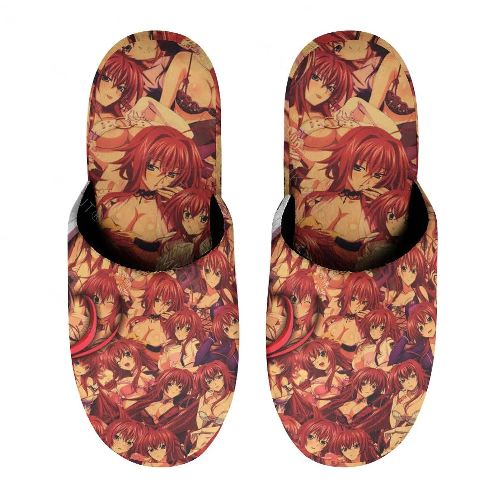 High School DxD Rias Gremory (4) Warm Cotton Slippers For  Men Women Thick Soft Soled Non-Slip Fluffy Shoes  Indoor House Slippe