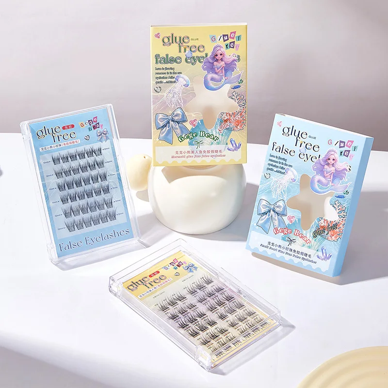 Gege Bear パールマーメイドつけまつげ: 接着剤不要、マンガスタイルの個別クラスター - 超自然な外観