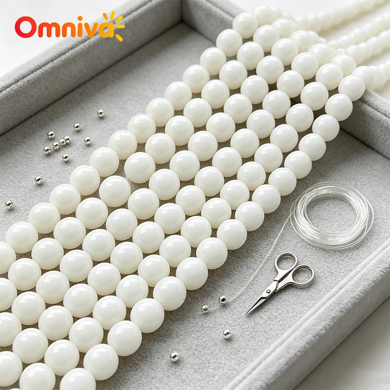 Wholesale Porcelain White Smooth Round Glass Loose Beads Opaque Polished For DIYBracelet Necklace Earring Handmade Craft Jewelry