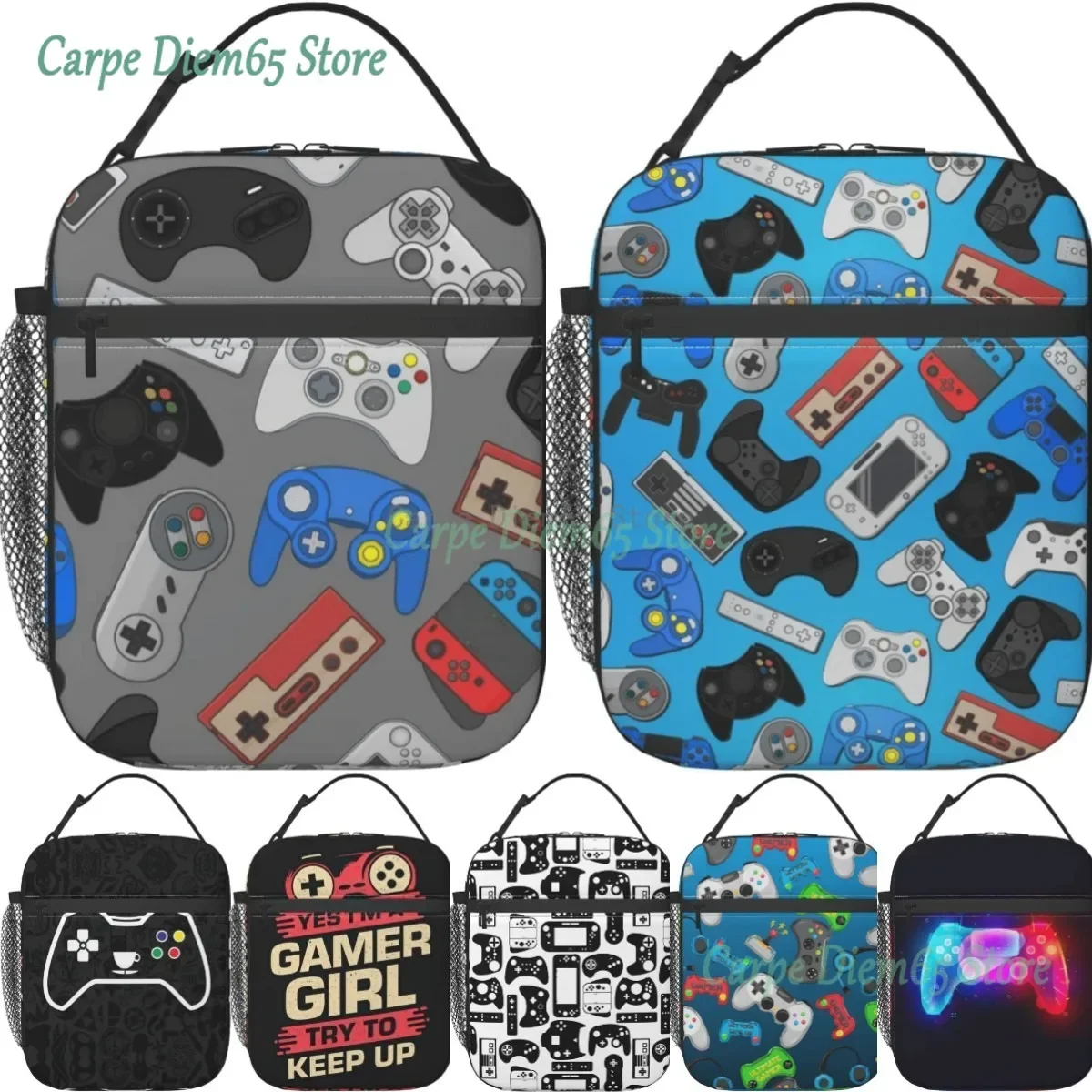Video Game Controller Lunch Box Insulated Lunch Bag for Women Men Thermal Bento Box Adult Lunch Box