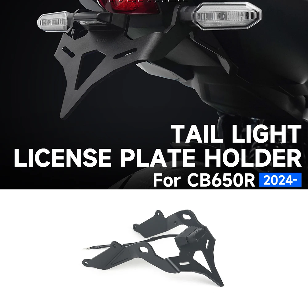 Motorcycle Rear Short Tail Stock Tidy License Plate Holder Tailstock Bracket LED Light For Honda CB 650 R CB 650R CB650R 2024-UP