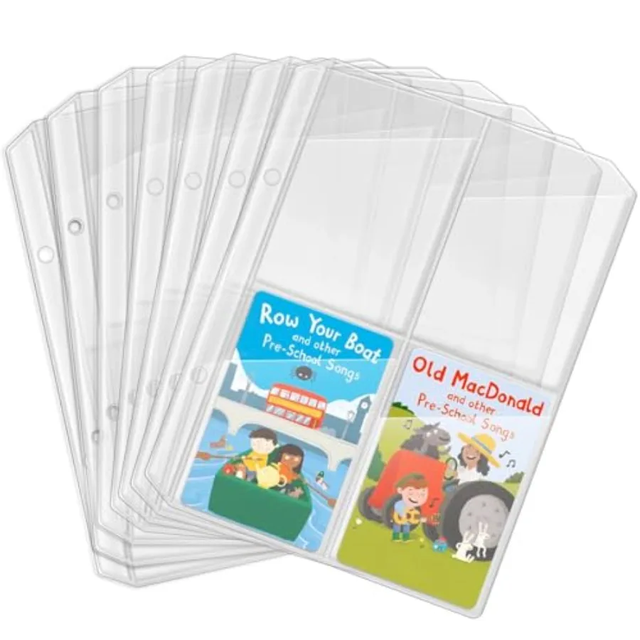 

12 Pack Card Sleeves for Yoto Card Case Hold 96 Cards and Fit 2 Rings Card Holder Card Case Card Binder Card Binder Sleeves