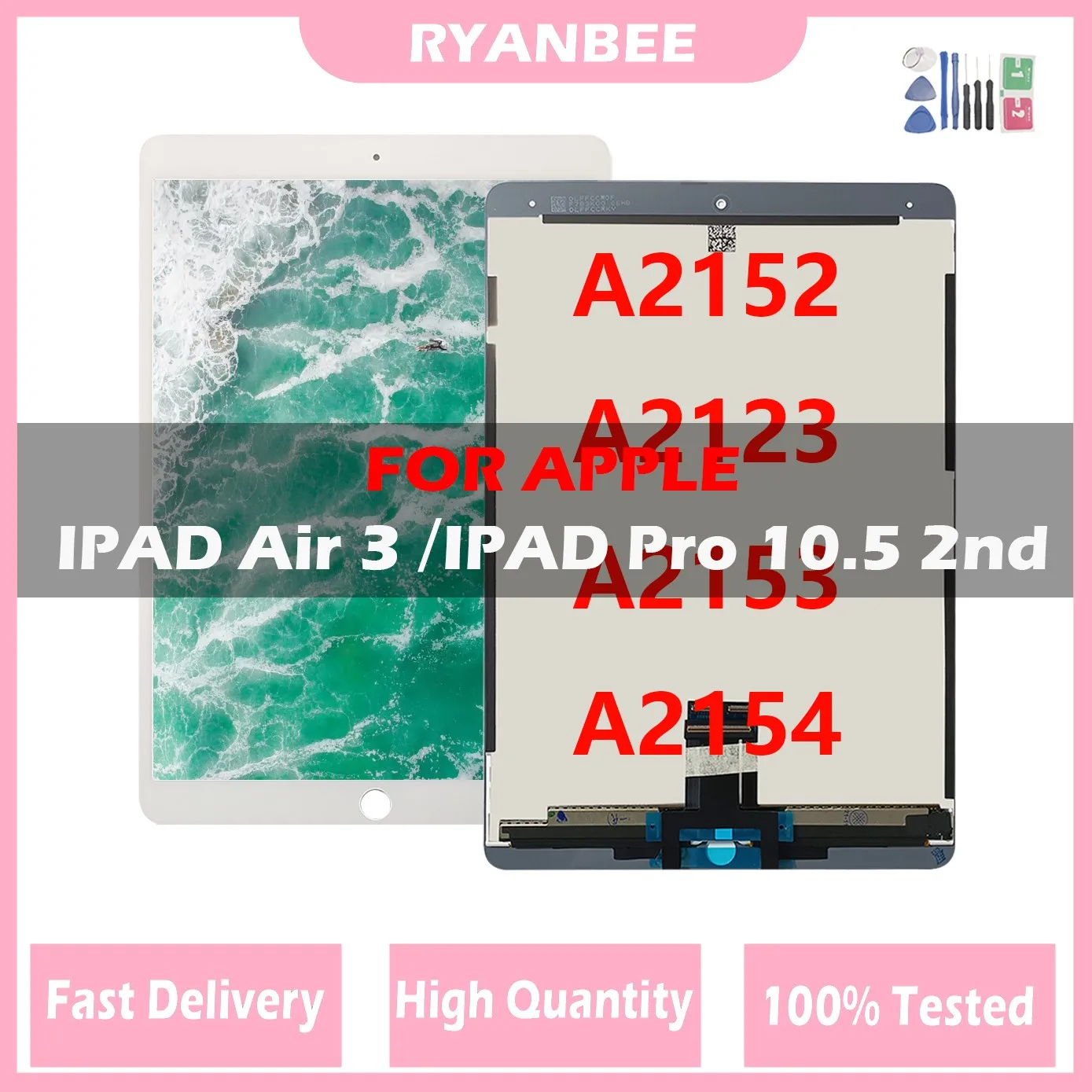 

100% Original LCD For iPad Air 3 2019 A2152 A2123 A2153 A2154 For iPad Pro 10.5 2nd Gen Display Touch Screen Digitizer Assembly