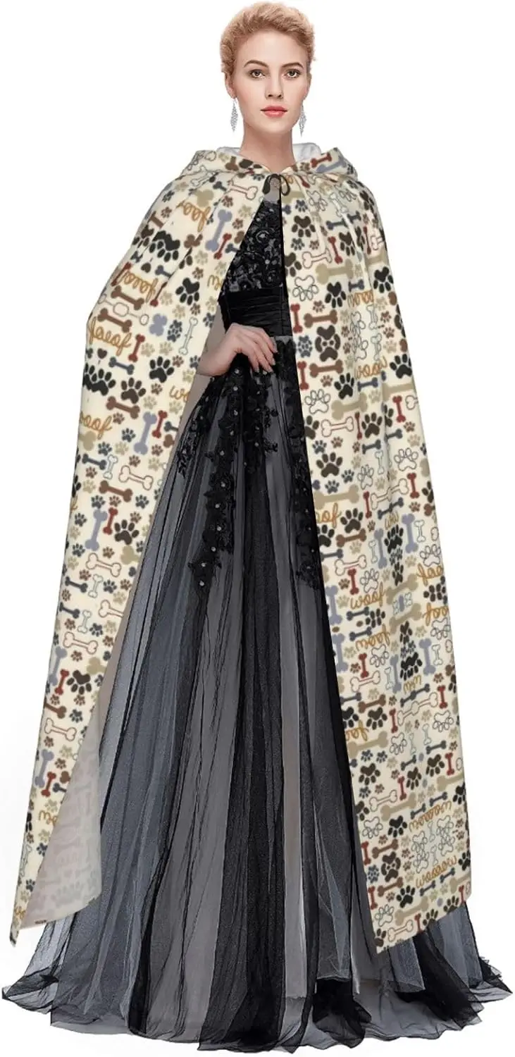 Hundeknochen Pfotenabdruck Erwachsener Kapuzenumhang Karneval Festival Umhang Cosplay Robe Kostüm Party Gothic Karneval