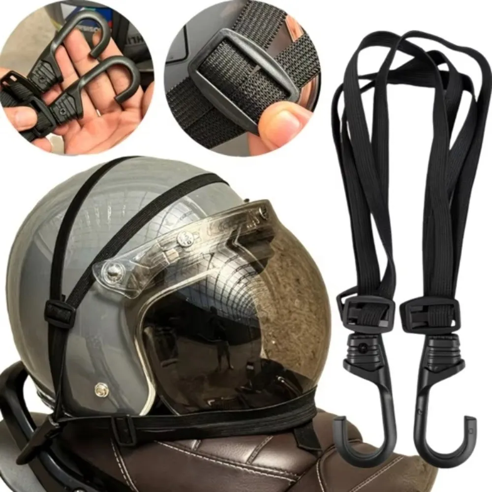 

Durable Nylon Motorcycle Luggage Strap High-Elasticity with 2 Hooks Helmet Rope Adjustable Helmet Fixed Strap