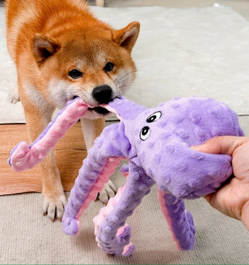 Pet Plush Toy Cat Dog Voice Octopus Shell Puzzle Toy Bite Resistant Interactive Pet Dog Teeth Cleaning Chew Toy Pet Supplies