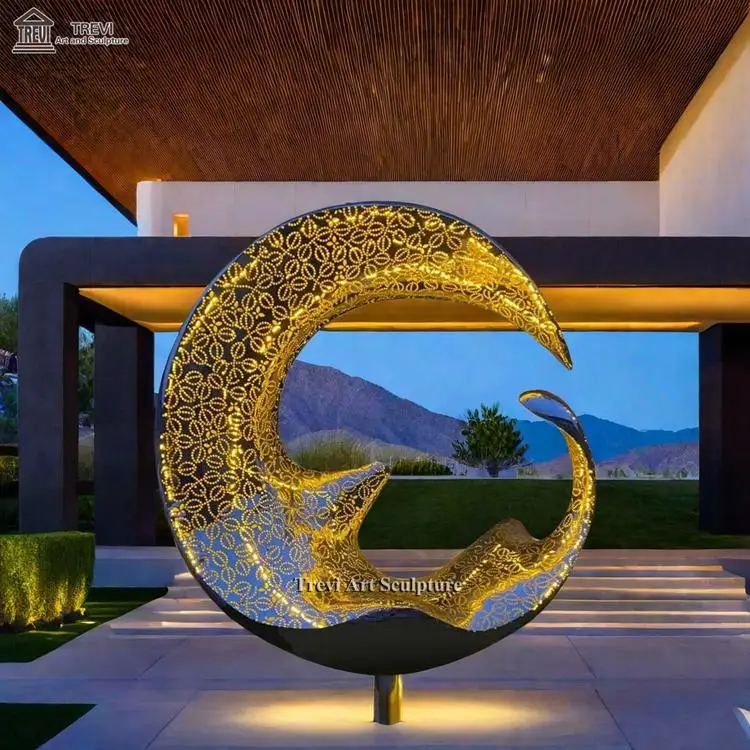 TREVI Customized Mirror Round Statue Stainless Steel Circle Sculpture for Public Park