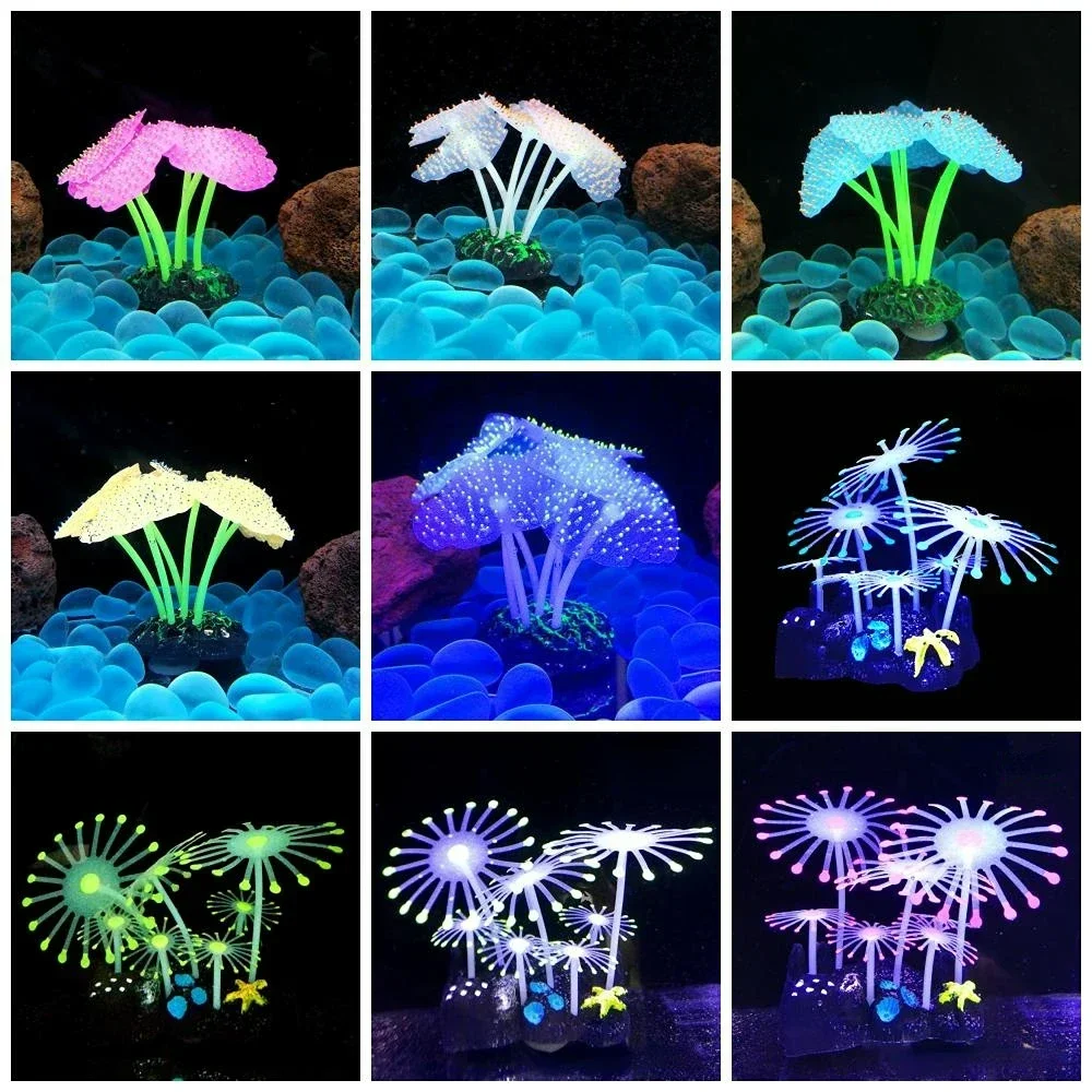 Siliconen Gloeiende Kunstmatige Vissentank Aquarium Koraal Planten Onderwater Ornament Aquarium Decor Aquarium Decoratie Accessoires